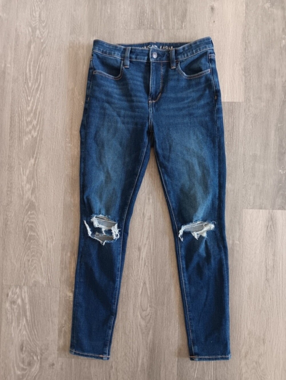 American Eagle High Rise Dream Stretch Denim Distressed Jegging Skinny Jeans 6 - Picture 3 of 7